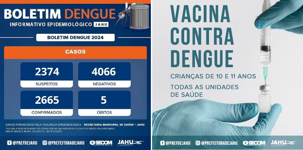 Crianças de 10 e 11 anos começam a ser vacinadas contra a dengue em Jaú