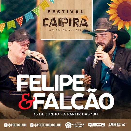 Festival Caipira de Pouso Alegre: diversão, concurso e show de Felipe e Falcão no domingo