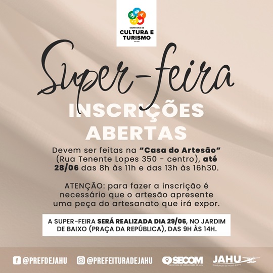 INSCRIÇÕES DE ARTESÃOS PARA SUPERFEIRA NA PRAÇA SÃO FEITAS ATÉ SEXTA-FEIRA