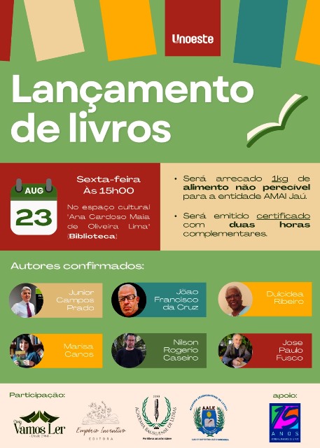 Unoeste Jaú promove evento de “Lançamento de Livros” de autores jauenses e regionais