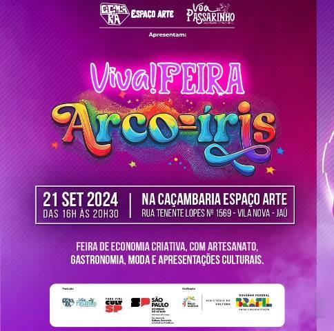 Viva Feira Arco-íris: sábado com artesanato, moda, gastronomia, apresentações culturais e concurso de drags