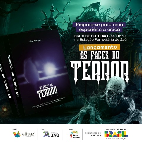 Lançamento do livro “Entre as sombras: As faces do terror” será dia 31 na Estação Ferroviária de Jaú: exposição e encenação de poema