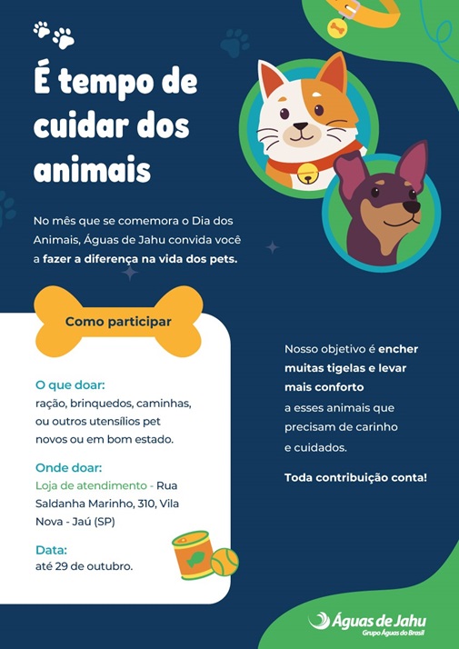 Águas de Jahu realiza campanha de doação de ração e utensílios para pets