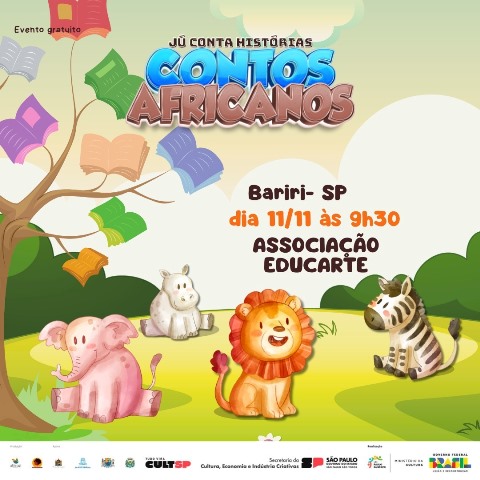 Apresentação “Ju Conta Histórias – Contos Africanos” será em Bariri na segunda-feira