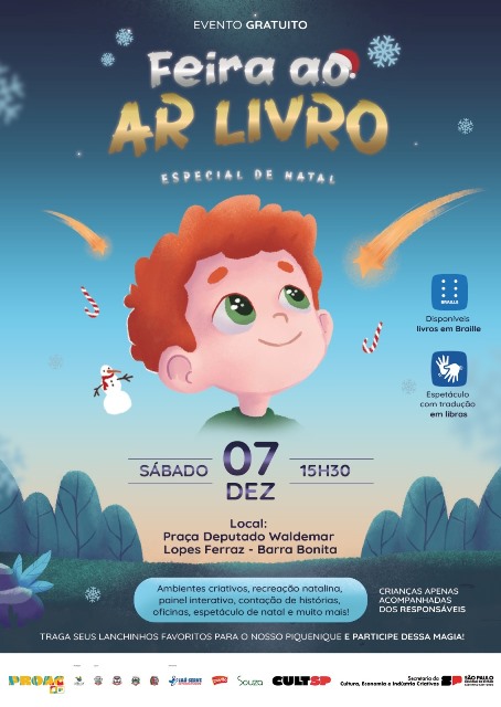 Feira Ao Ar Livro: Edição de Natal chega a Barra Bonita no sábado, dia 7