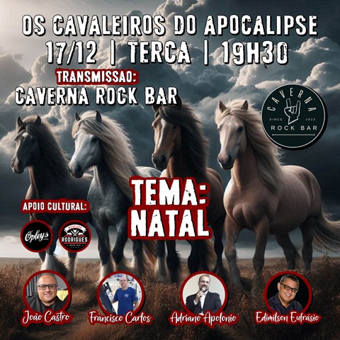 Debate sobre o Natal reúne ‘4 Cavaleiros do Apocalipse’ no Caverna Rock Bar: ao vivo no Insta