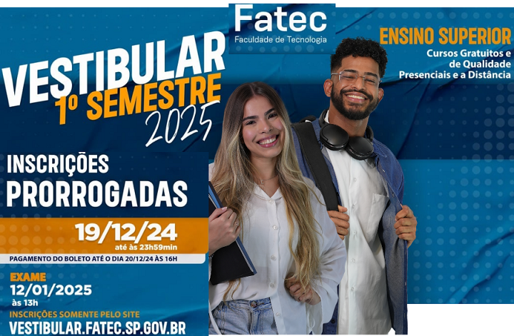 Inscrição para faculdade de graça na Fatec pode ser feita até este 19/12/2024