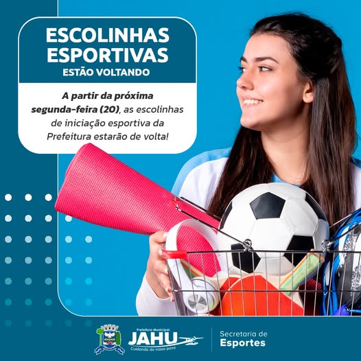 ESCOLINHAS ESPORTIVAS COMEÇAM A RECEBER INSCRIÇÕES NA SEGUNDA-FEIRA: VEJA MODALIDADES DISPONÍVEIS E BAIXE ARQUIVO COM LOCAIS E HORÁRIOS