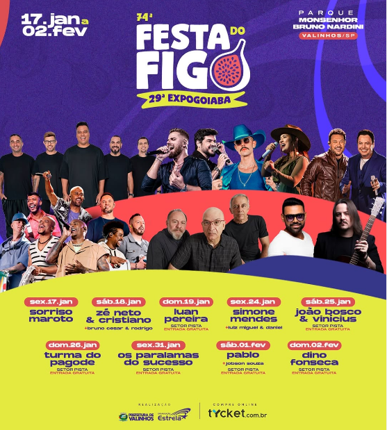 69 mil pessoas passaram no primeiro final de semana da 74ª Festa do Figo e 29ª Expogoiaba de Valinhos: veja atrações dos próximos dias