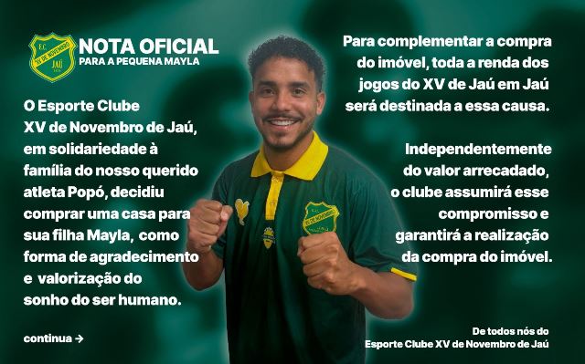 XV de Jaú vai dar casa para filha de Gabriel Popó; torcida pode ajudar comprando ingresso para os próximos jogos no Jauzão