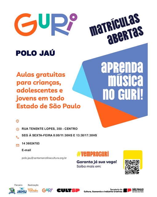 Guri está com inscrições para cursos gratuitos de música em Jaú