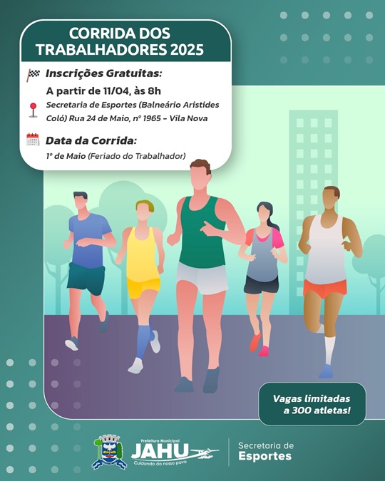 CORRIDA DOS TRABALHADORES: INSCRIÇÕES PODEM SER FEITAS A PARTIR DESTA SEXTA-FEIRA