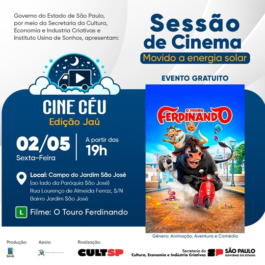 Projeto “Cine Céu” leva cinema gratuito ao ar livre para o Jardim São José nesta sexta (02)