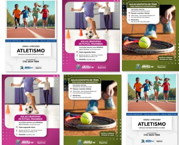 Prefeitura de Jahu oferece aulas gratuitas de tênis, futsal feminino e atletismo para crianças e adolescentes