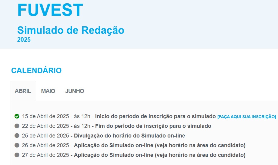 FUVEST abre inscrições para simulado online de redação