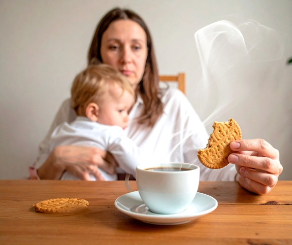 Café, bolacha e culpa: nutróloga faz alerta sobre o cardápio invisível das mães sobrecarregadas