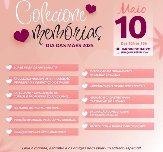 “Colecione Memórias” neste sábado no Jardim de Baixo com serviços, cultura, saúde e combate à violência contra a mulher