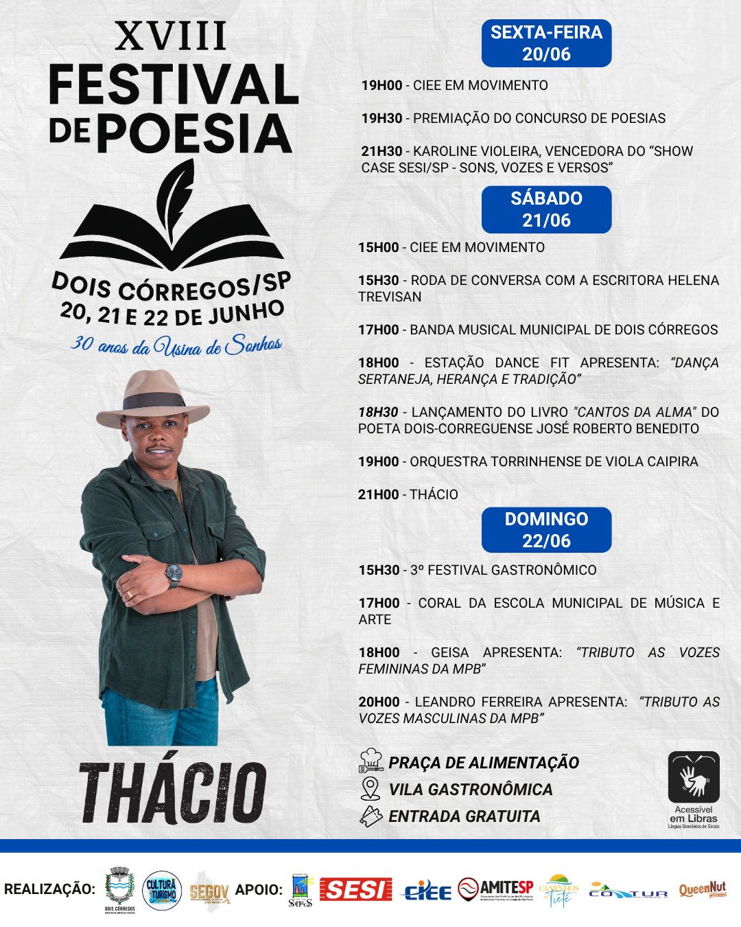 Karoline Violeira convida para a abertura do Festival de Poesia de Dois Córregos: cultura gratuita de sexta a domingo