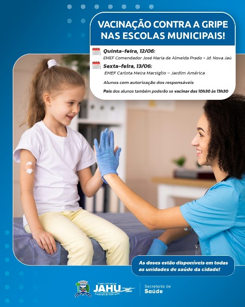 Prefeitura de Jahu inicia vacinação contra a gripe nas escolas municipais nesta quinta-feira (12)