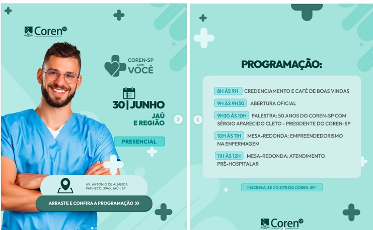 Coren-SP Com Você chega a Jaú com programação voltada à atualização profissional na enfermagem