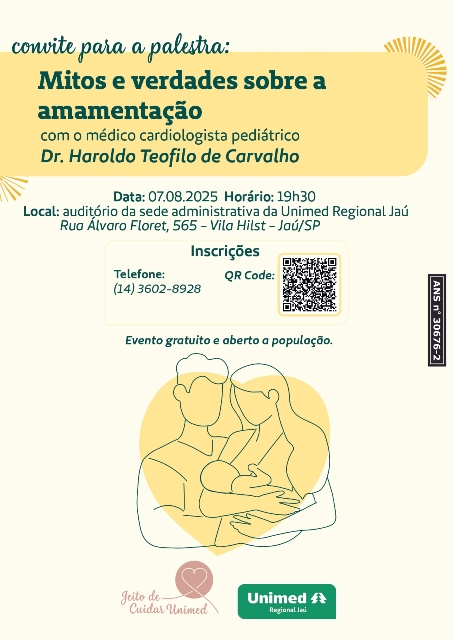 Unimed Regional Jaú promove palestra gratuita sobre amamentação com especialista no mês do “Agosto Dourado”