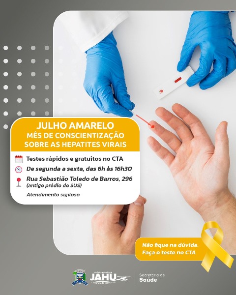 Julho Amarelo: CTA de Jaú oferece testes rápidos e gratuitos para hepatites virais