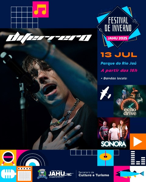 DOMINGO É DIA DE ROCK COM DI FERRERO NO PARQUE DO RIO JAÚ – PRINCIPAL ATRAÇÃO DO FESTIVAL DE INVERNO