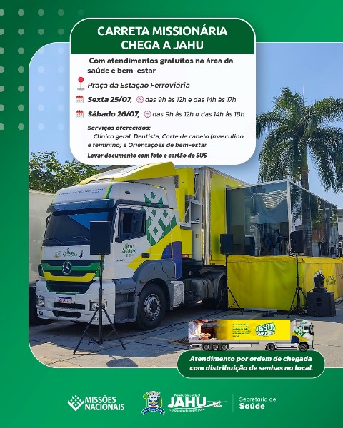 Carreta Missionária chega a Jaú com atendimentos gratuitos de saúde e bem-estar