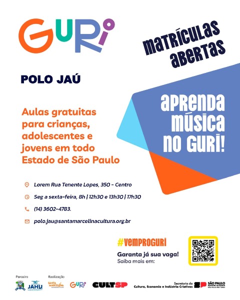 Guri está com inscrições abertas em Jaú para aulas gratuitas de música