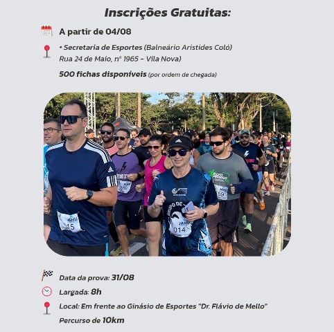 Corrida de Aniversário de Jaú abre inscrições para edição 2025; prova será no dia 31 de agosto