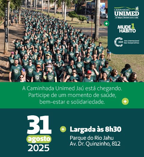 Caminhada Regional Unimed ‘de Bem com a Vida’ recebe inscrições até dia 29: 1 kg de alimento vale uma camiseta