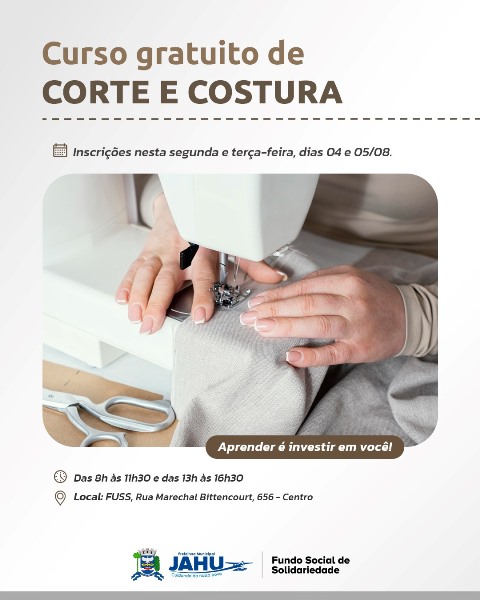Curso gratuito de costura abre inscrições nesta segunda e terça: oportunidade de crescimento pessoal e profissional