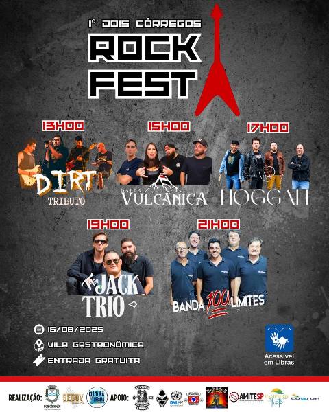 DOIS CÓRREGOS TERÁ SÁBADO INESQUECÍVEL COM FEIRA DE ARTES E 1º ROCK FEST NA VILA GASTRONÔMICA