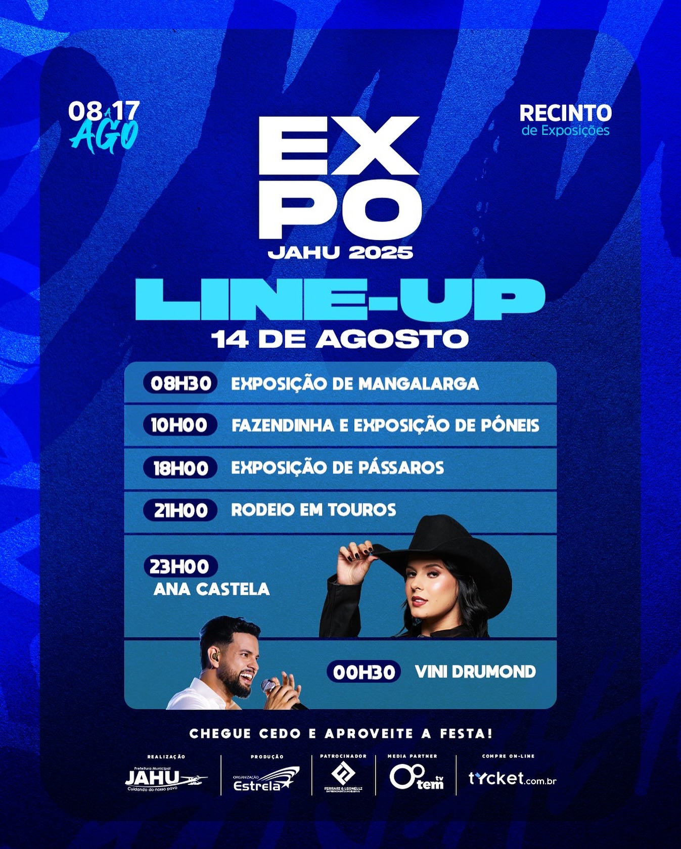 Quinta-feira de sertanejo com Ana Castela e adrenalina do Rodeio de Touros na ExpoJahu