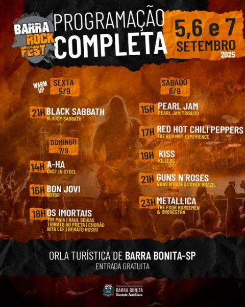 Barra Rock Fest 2025 transforma Barra Bonita na capital do rock por três dias