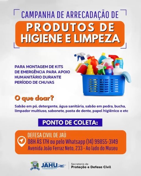 Antes que a inundação ocorra: campanha arrecada produtos de limpeza em Jaú