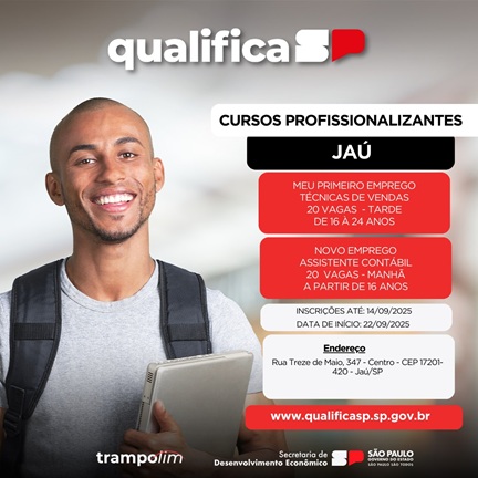 Qualifica SP abre inscrições para cursos profissionalizantes gratuitos em Jahu