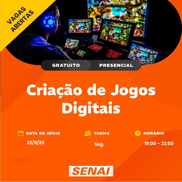 SENAI Jaú oferece cursos gratuitos na área de Tecnologia da Informação, Jogos Digitais, Power BI e Office