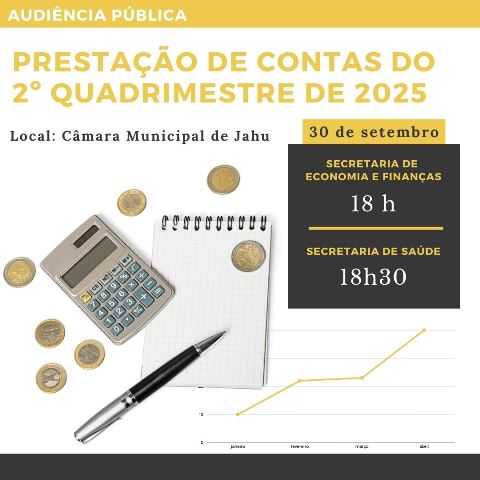 Secretarias de Finanças e Saúde prestam contas do 2º quadrimestre nesta terça na Câmara de Jahu