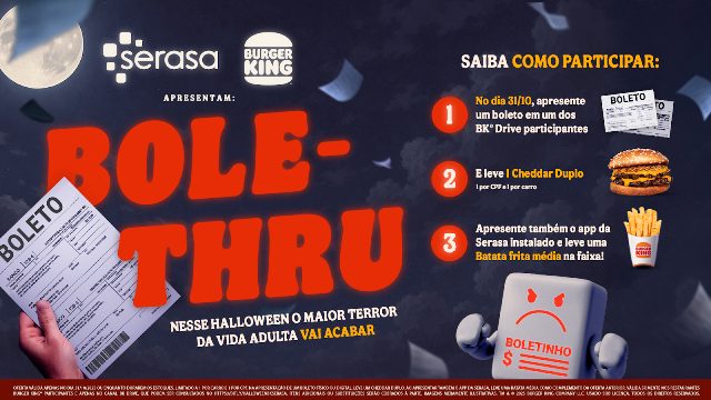 Boleto ‘vira’ comida na Burger King em parceria com Serasa em ação de Halloween