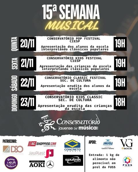 15ª Semana Musical promete quatro noites de talento e emoção em Jaú