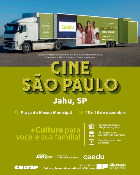 CINE SÃO PAULO VOLTA A JAÚ COM SESSÕES GRATUITAS, PIPOCA E REFRIGERANTE: VEJA PROGRAMAÇÃO