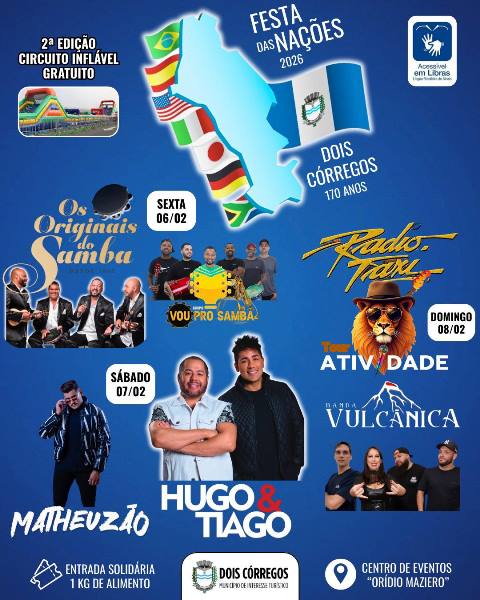 Festa das Nações 2026 começa hoje e celebra os 170 anos de Dois Córregos