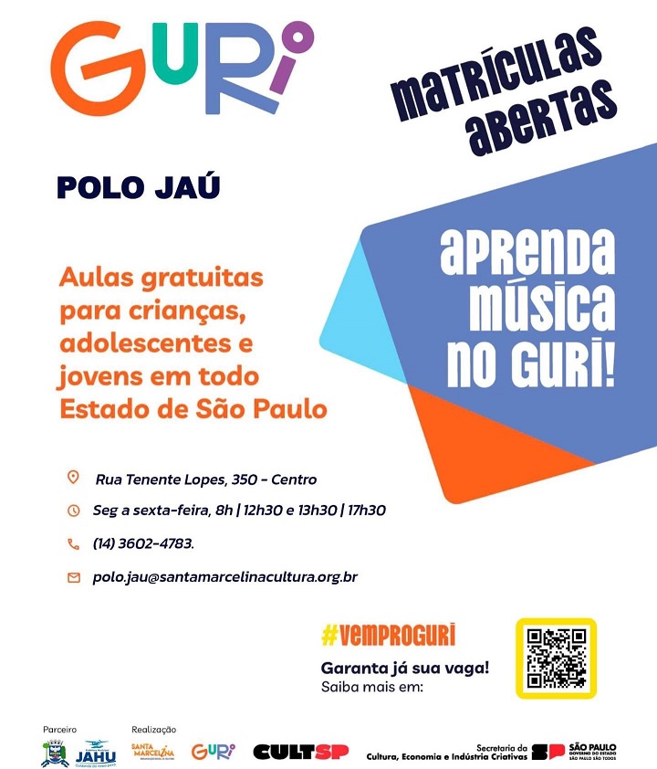 Guri abre matrículas em Jaú e oferece 161 vagas gratuitas em cursos de música