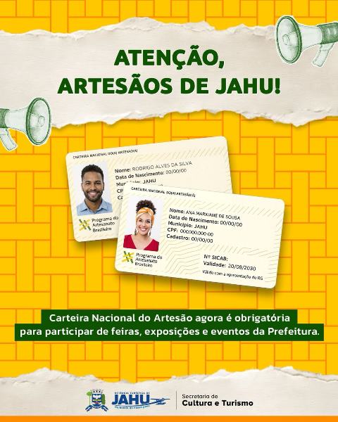 Prefeitura de Jahu passa a exigir Carteira Nacional do Artesão para participação em feiras e eventos oficiais
