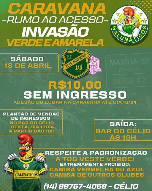XV de Jaú aposta em apoio da torcida e prepara “invasão” em Marília para decisão do acesso