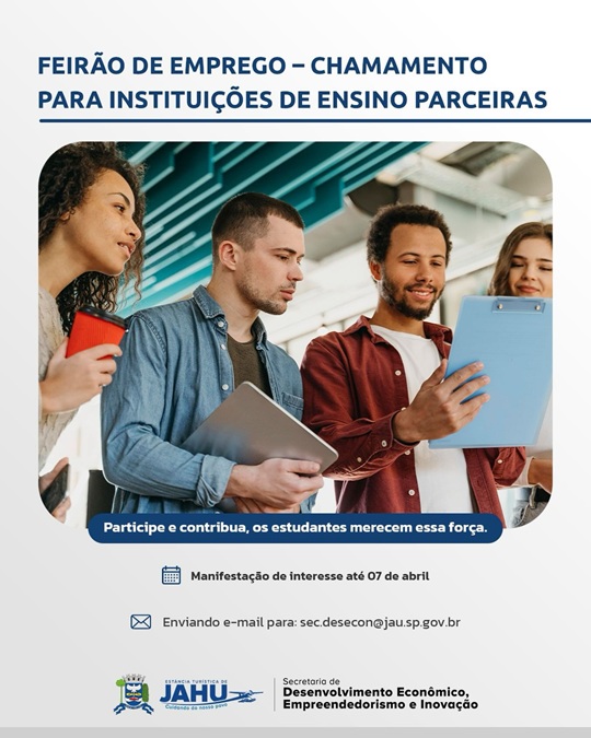 FEIRÃO DE EMPREGO – CHAMAMENTO PARA INSTITUIÇÕES DE ENSINO PARCEIRAS