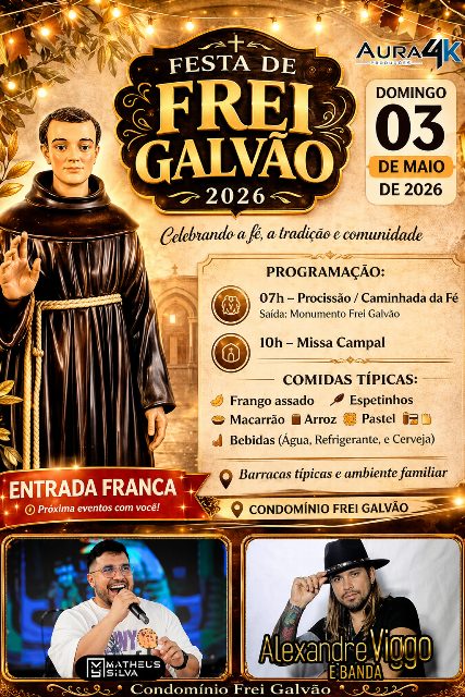 Jaú se prepara para tradicional Festa de Frei Galvão às margens do Rio Tietê com entrada gratuita