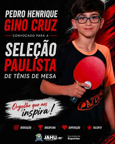 JOVEM PROMESSA JAUENSE DO TÊNIS DE MESA É CONVOCADO PARA A SELEÇÃO PAULISTA