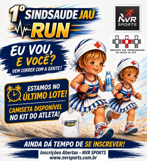 Último lote com camiseta da 1ª SindsaúdeJaú Run; inscrições entram em fase final. Prova em 31 de maio